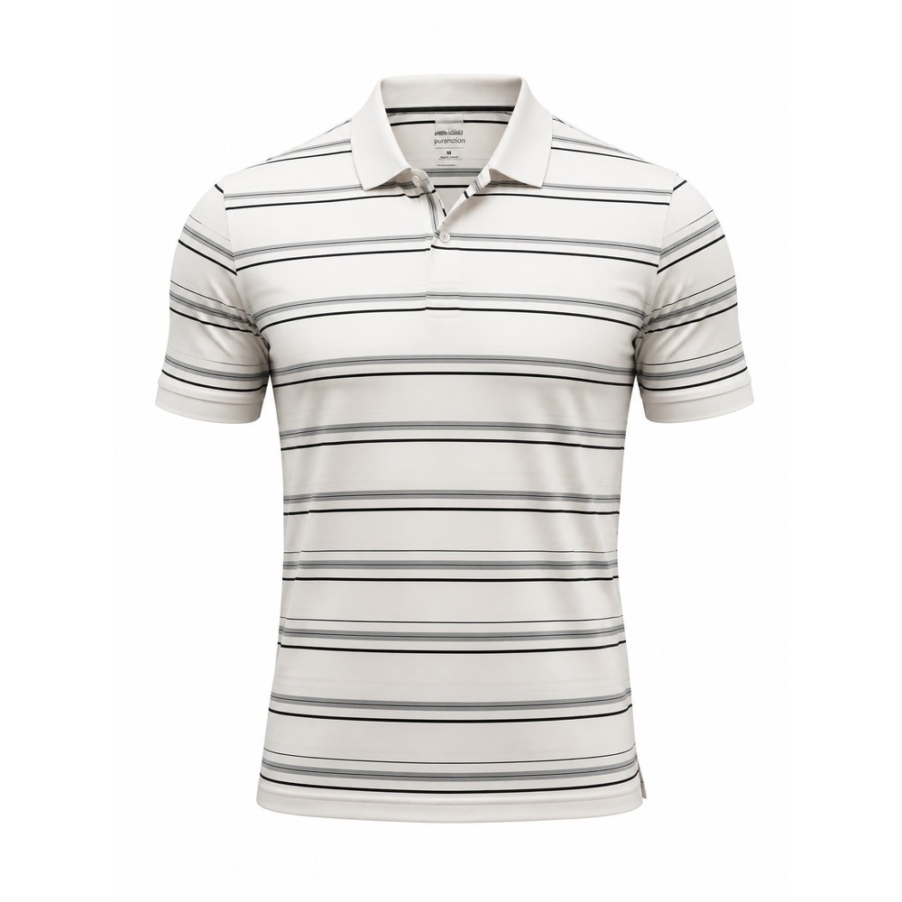 Adidas Puremotion Golf Polo Shirt Men's XL White Striped Stretch Performance
